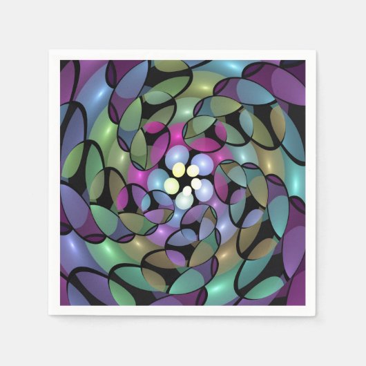 移カラフル動抽象芸術トリップ（幻覚体験）のようなフラクタル芸術 スタンダードカクテルナプキン (正面)