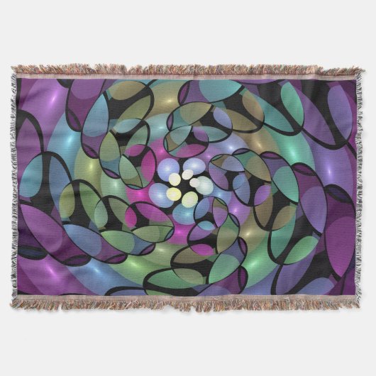移カラフル動抽象芸術トリップ(幻覚体験)のようなフラクタル芸術 スローブランケット (正面)