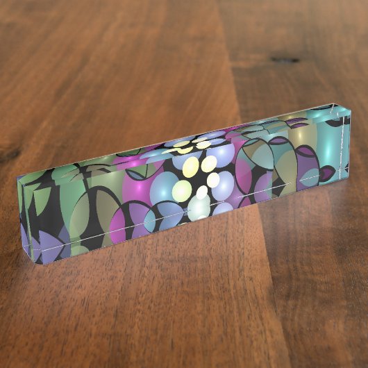 移カラフル動抽象芸術トリップ(幻覚体験)のようなフラクタル芸術 デスクネームプレート (側面)