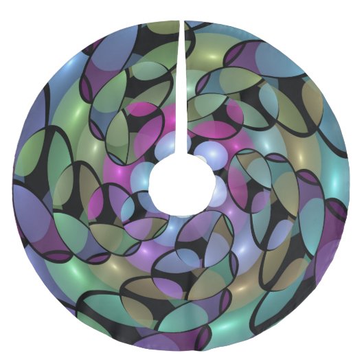 移カラフル動抽象芸術トリップ（幻覚体験）のようなフラクタル芸術 ブラッシュドポリエステルツリースカート (正面)