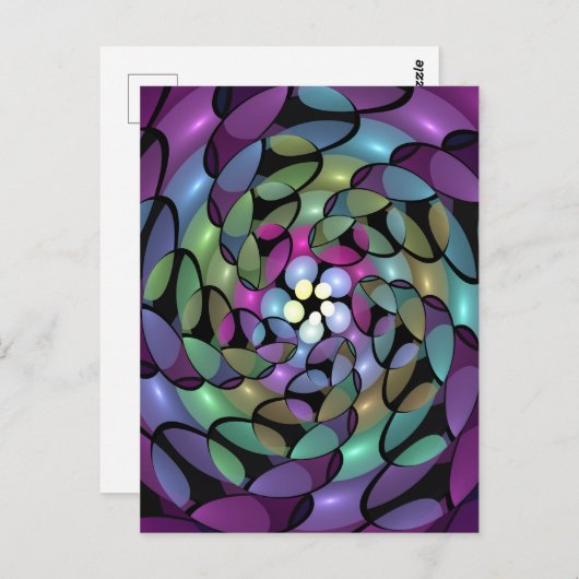 移カラフル動抽象芸術トリップ（幻覚体験）のようなフラクタル芸術 ポストカード (正面/裏面)
