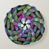 移カラフル動抽象芸術トリップ（幻覚体験）のようなフラクタル芸術 ラウンドクッション (裏面)