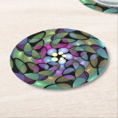 移カラフル動抽象芸術トリップ（幻覚体験）のようなフラクタル芸術 ラウンドペーパーコースター (アングル)