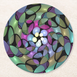 移カラフル動抽象芸術トリップ（幻覚体験）のようなフラクタル芸術 ラウンドペーパーコースター