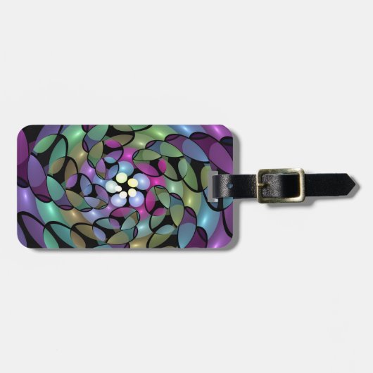 移カラフル動抽象芸術トリップ（幻覚体験）のようなフラクタル芸術 ラゲッジタグ (正面横)