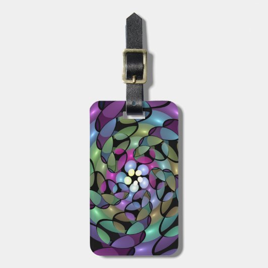 移カラフル動抽象芸術トリップ（幻覚体験）のようなフラクタル芸術 ラゲッジタグ (正面縦)