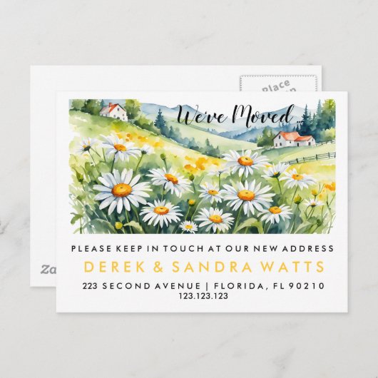 移スタイリッシュ動した住所の変更 案内ポストカード (正面/裏面)