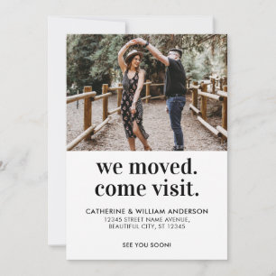 移モダン動来写真タイポグラフィ移動 案内状