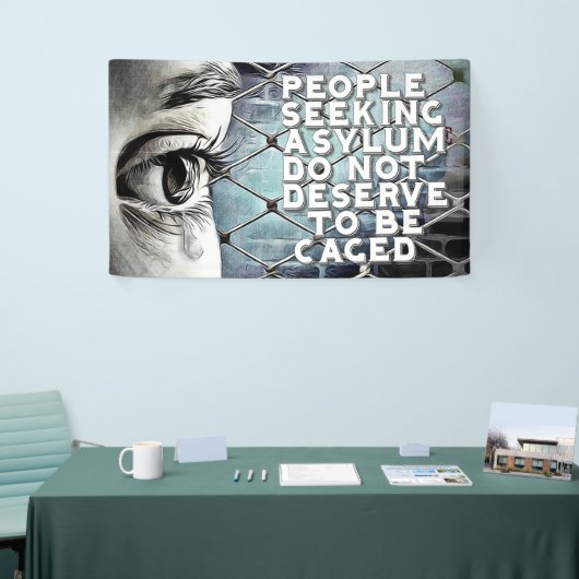 移住および避難者サポート抗議の旗 横断幕 (トレードショー)