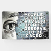 移住および避難者サポート抗議の旗 横断幕 (横)