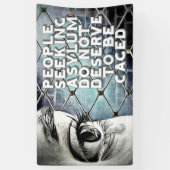 移住および避難者サポート抗議の旗 横断幕 (縦)