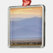 移住中のWildebeest、Connochaetes メタルオーナメント (左)