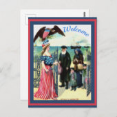 移住者を歓迎する女性の自由の変化ヴィンテージ ポストカード (正面/裏面)