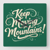 移保動する山やる気を起こさせるデザイン スクエア壁時計 (正面)