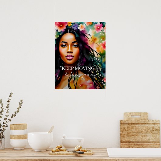 移保動勇気付けられる引用文メラニン女性 ポスター (キッチン)