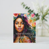 移保動勇気付けられる引用文メラニン女性 ポストカード (スタンド正面)