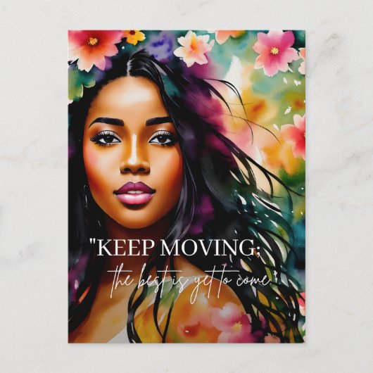 移保動勇気付けられる引用文メラニン女性 ポストカード (正面)