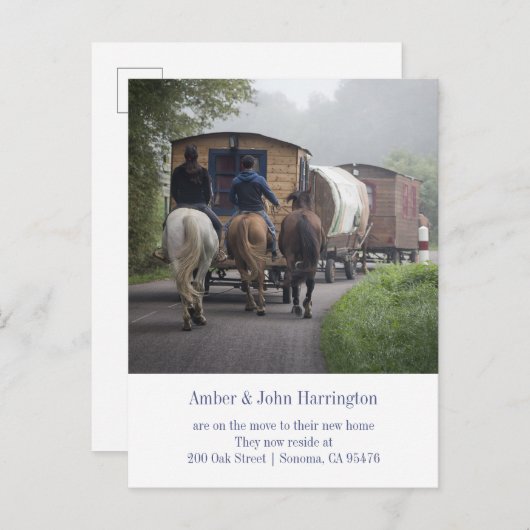 移動おもしろいする馬のキャラバンとライダー 案内ポストカード (正面/裏面)