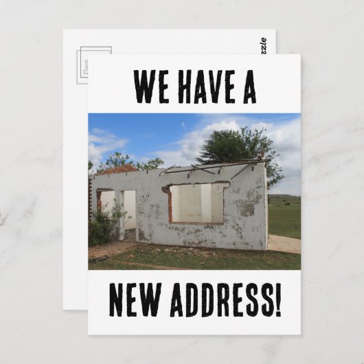 移動したおもしろい新しいアドレス ポストカード (正面/裏面)