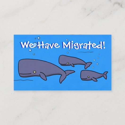 移動したかわいい動く家のマンガ鯨 名刺 (正面)