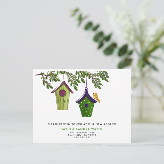 移動したアドレスの鳥箱の変更 案内ポストカード (スタンド正面)