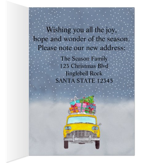 移動したクリスマスイエローキャブフォトカード (内側 (右))