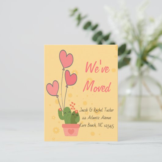 移動したサボテン移動カード移動アナウンセム ポストカード (スタンド正面)