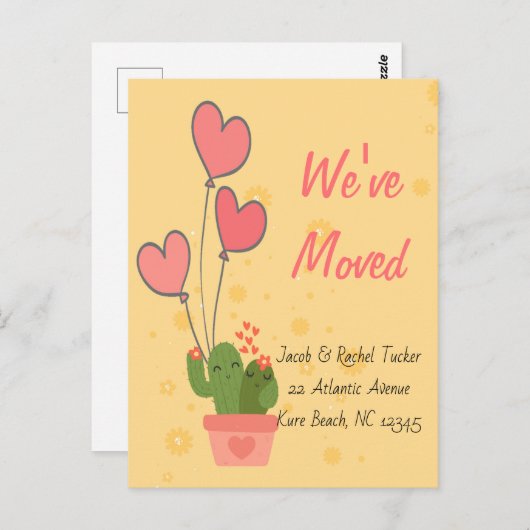 移動したサボテン移動カード移動アナウンセム ポストカード (正面/裏面)