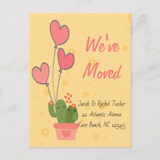 移動したサボテン移動カード移動アナウンセム ポストカード (正面)
