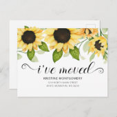 移動したシックイエローヒマワリ水彩フローラ 案内ポストカード (正面/裏面)