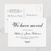 移動したタイポグラフィスクリプト新しいホーム移動 案内ポストカード (正面/裏面)