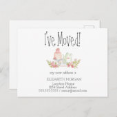 移動したティーポット花の新しいアドレス 案内ポストカード (正面/裏面)