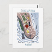 移動したニューヨークの地図 |手書きイラストレーション ポストカード (正面/裏面)