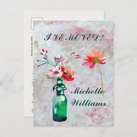 移動したパステルクラシックフローラ移動 案内ポストカード (正面/裏面)