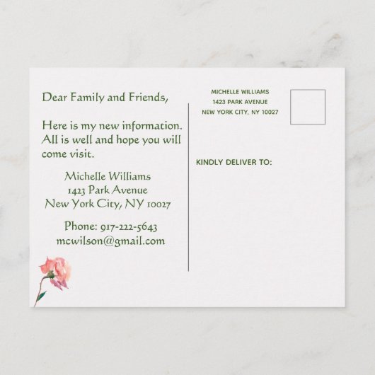 移動したパステルクラシックフローラ移動 案内ポストカード (裏面)