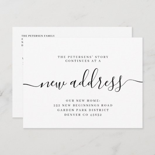 移動したモダン新しいアドレス 案内ポストカード (正面/裏面)