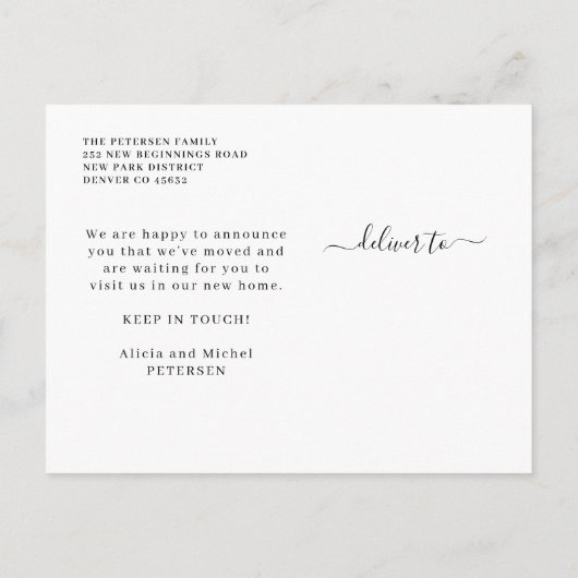 移動したモダン新しいアドレス 案内ポストカード (裏面)