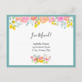 移動したレモンの水彩花模様 案内ポストカード (正面)