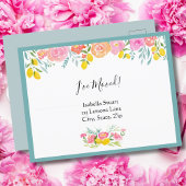 移動したレモンの水彩花模様 案内ポストカード