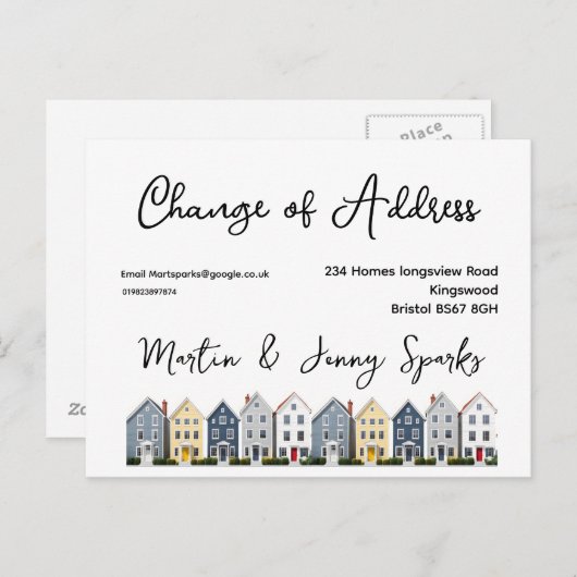 移動した新しいホームの住所の色の変更 案内ポストカード (正面/裏面)
