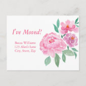 移動した水彩ピンク&パープル牡丹 案内ポストカード (正面)