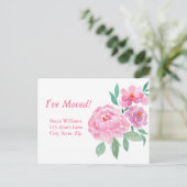 移動した水彩ピンク&パープル牡丹 案内ポストカード (スタンド正面)