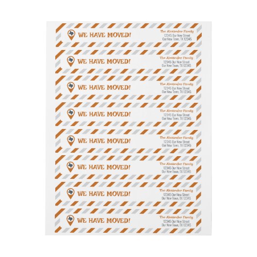 移動した燃えたオレンジストライプの色 ラップアラウンドラベル (シート)