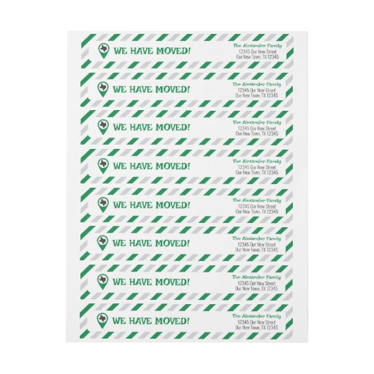 移動した緑ストライプの色 ラップアラウンドラベル (シート)