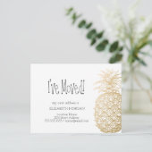 移動した，シックな金ゴールドパイナップル新しいアドレス 案内ポストカード