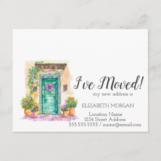 移動した、メキシコの家のドアの発表 案内ポストカード (正面)