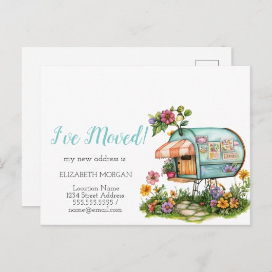 移動した、メールボックスの春の花 案内ポストカード (正面/裏面)