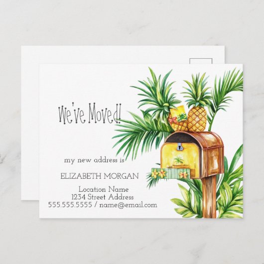 移動した、メールボックスのPineapple新しいアドレス 案内ポストカード (正面/裏面)