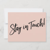 "移動した"手書きモダン赤面ピンクカード 招待状 (裏面)