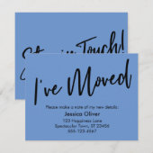 「移動した」手書きCornflower Blue Card 招待状 (正面/裏面)